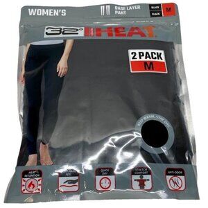 32 Degrees Women's Baselayer Legging Pant Black Medium 2 Pack Fitted Stretch NWT
